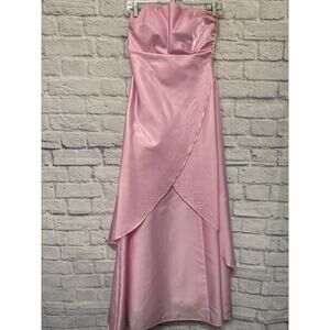 Morgan and Co. Vintage Pink 90s Y2K Fairy Rhinestone Strapless Formal Prom Dress